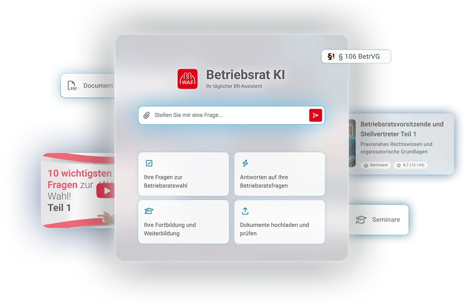 Mit der Betriebsrat KI der W.A.F. erhalten Sie schnelle und klar verständliche Antworten